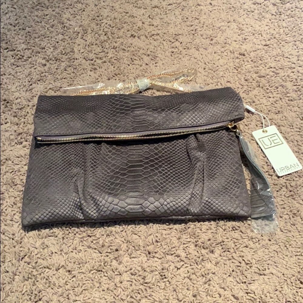 Snake texture gray clutch/ crossbody handbag